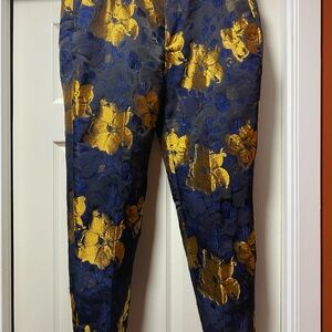 Zara Women’s Gold and Blue Patterned Pants